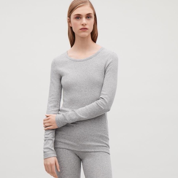 Sold NWOT. COS Grey Ribbed Long Sleeve - Picture 1 of 7